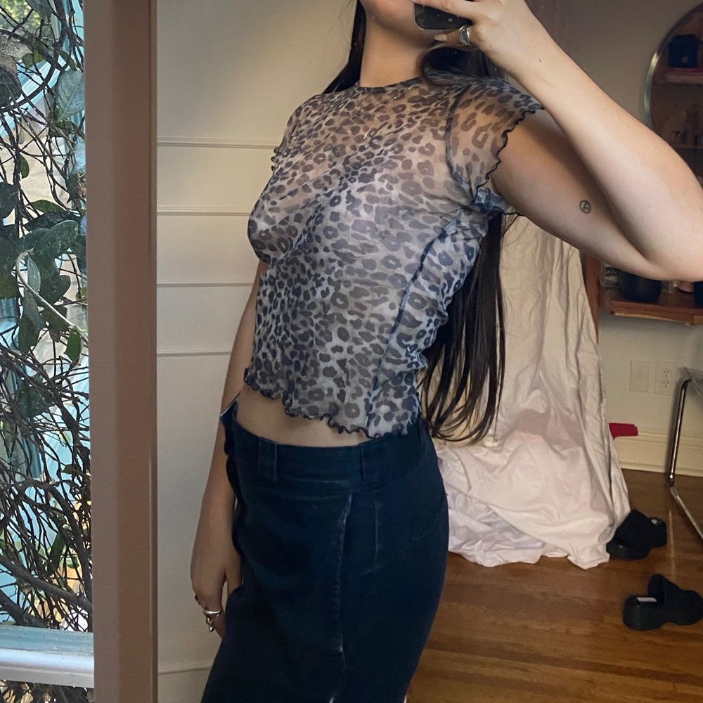 90s leopard mesh top